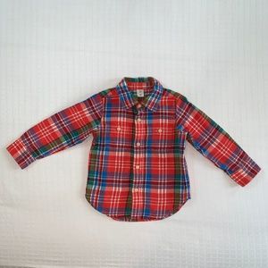 Baby Gap Red Plaid Flannel Button-Down Long-Sleeve Shirt 3T Soft, Warm, Cozy